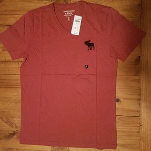 A&F Men's Big Icon V-Neck Tee *Red*  Small